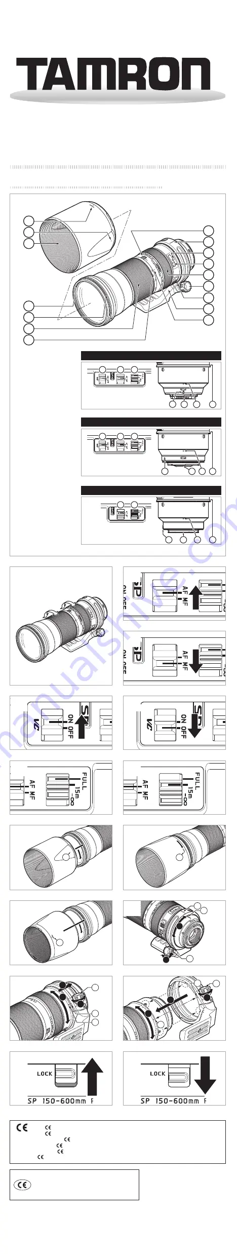 Tamron SP150-600mm F/5-6.3 Di VC USD Quick Start Manual Download Page 1