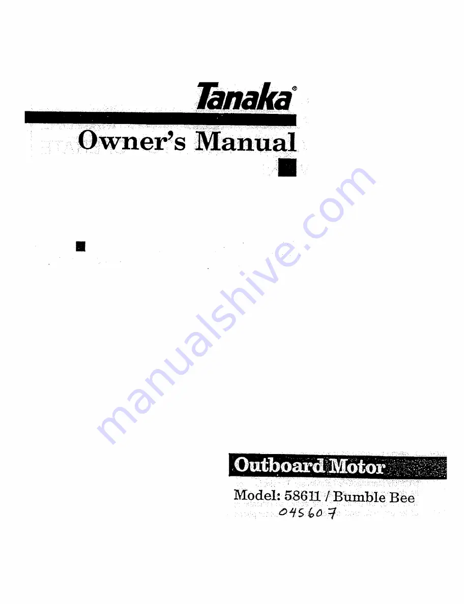 Tanaka 58611 Owner'S Manual Download Page 1