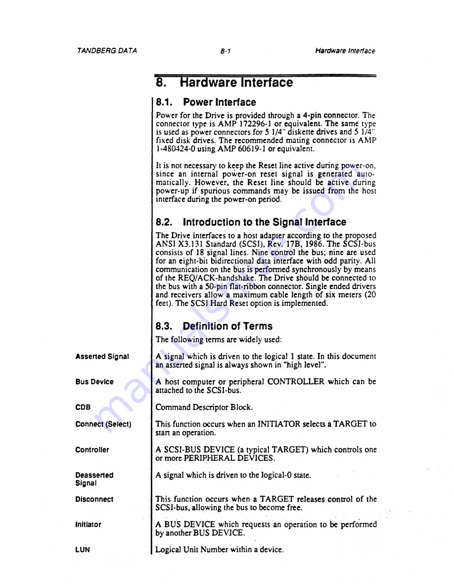 Tandberg Data TDC 3640 Reference Manual Download Page 66