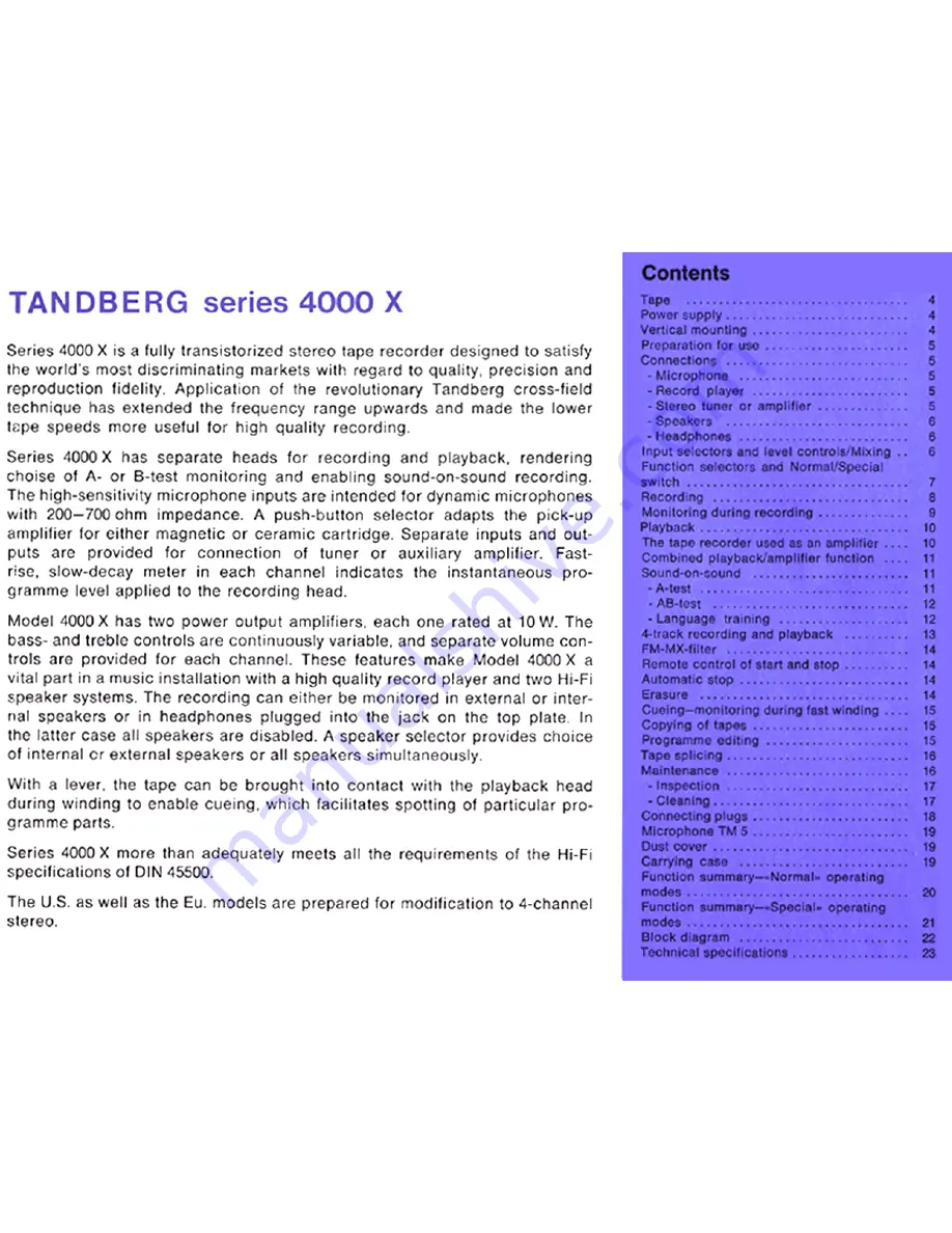 TANDBERG 4000 X series Operating Manual Download Page 2