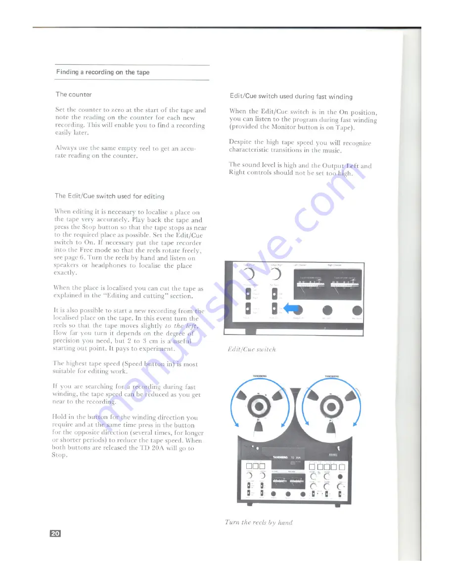 TANDBERG TD 20 A Operating Instructions Manual Download Page 20