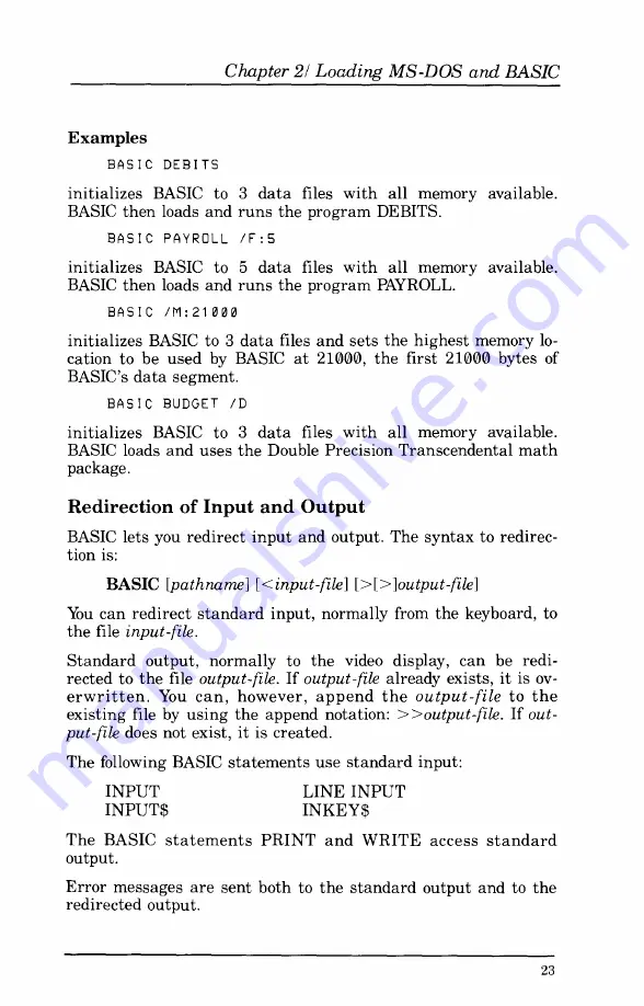 Tandy 1000 MS-DOS Basic Reference Manual Download Page 25