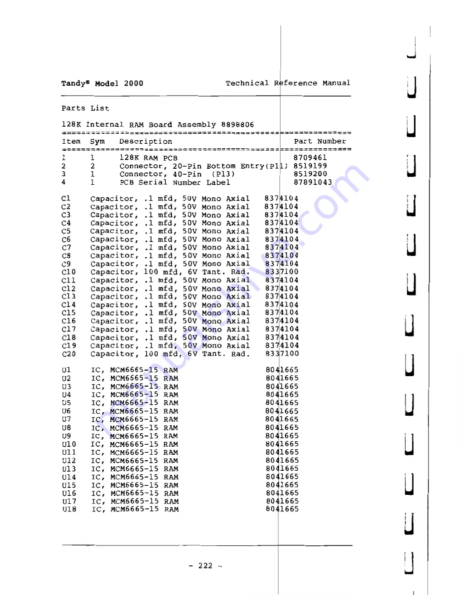 Tandy 2000 Скачать руководство пользователя страница 230