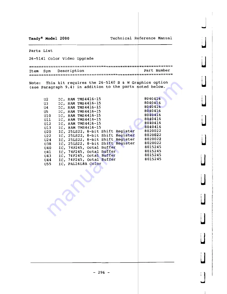 Tandy 2000 Скачать руководство пользователя страница 301