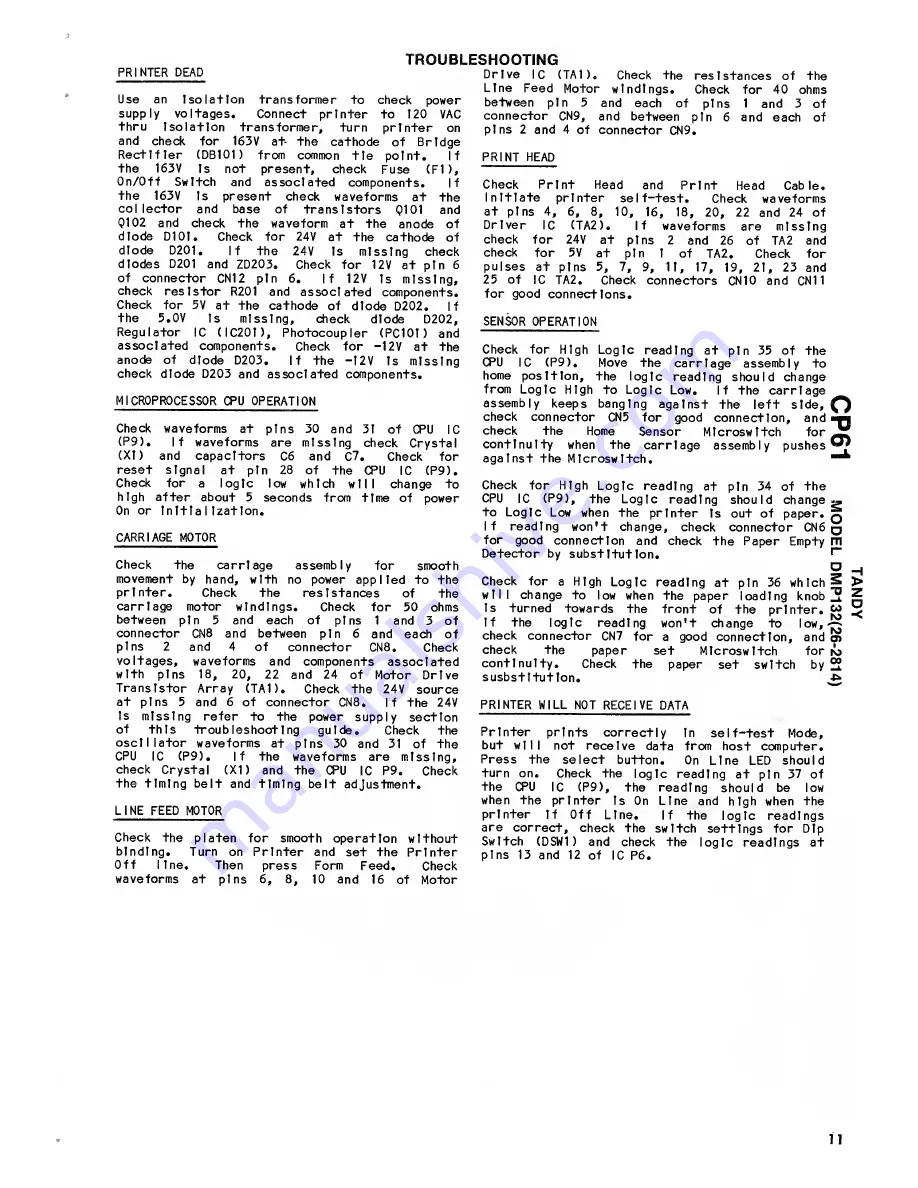 Tandy 26-2814 Technical Service Data Download Page 24