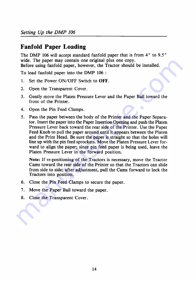 Tandy DMP 106 Operation Manual Download Page 22