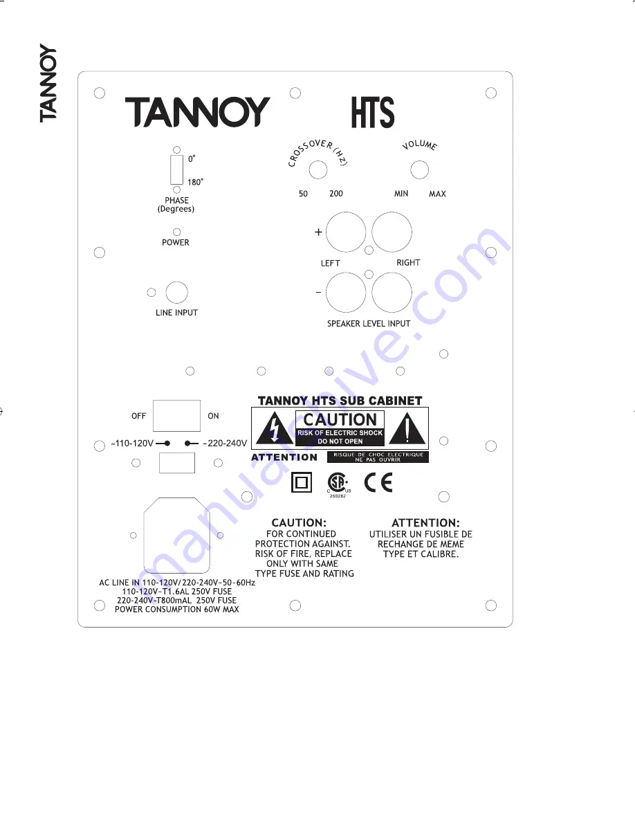 Tannoy HTS SUB Скачать руководство пользователя страница 8