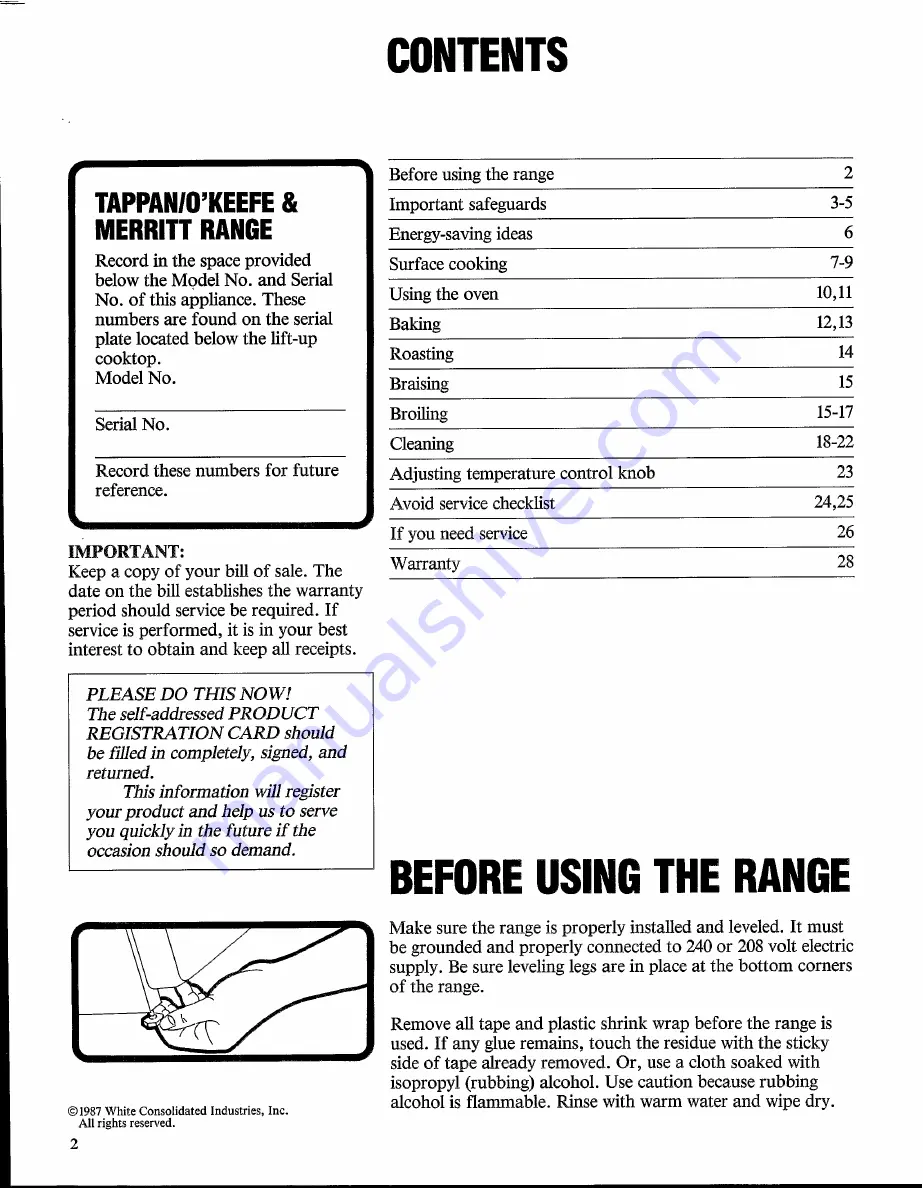 Tappan 37 series Owner'S Manual Download Page 2