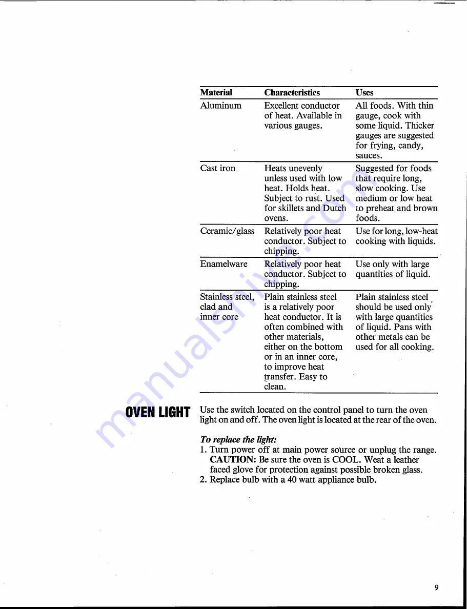 Tappan 37 series Owner'S Manual Download Page 9