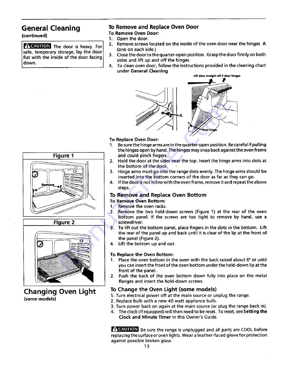 Tappan TGF326WGTG Owner'S Manual Download Page 13