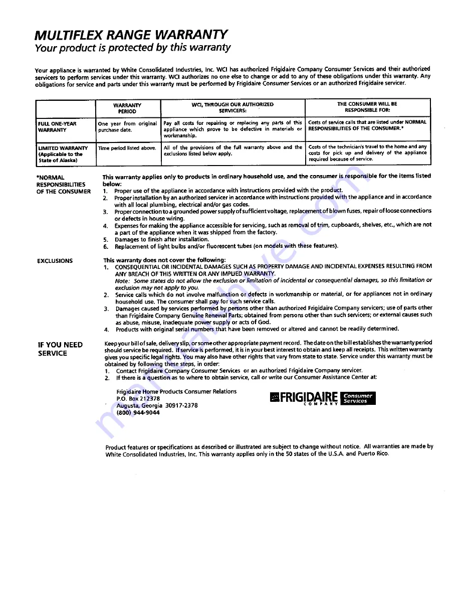 Tappan TGF326WGTG Owner'S Manual Download Page 16