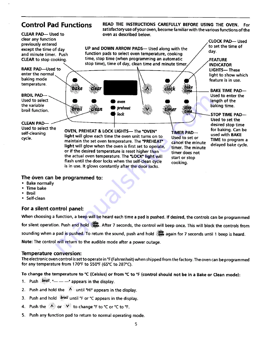 Tappan TGF365CHTB Owner'S Manual Download Page 5