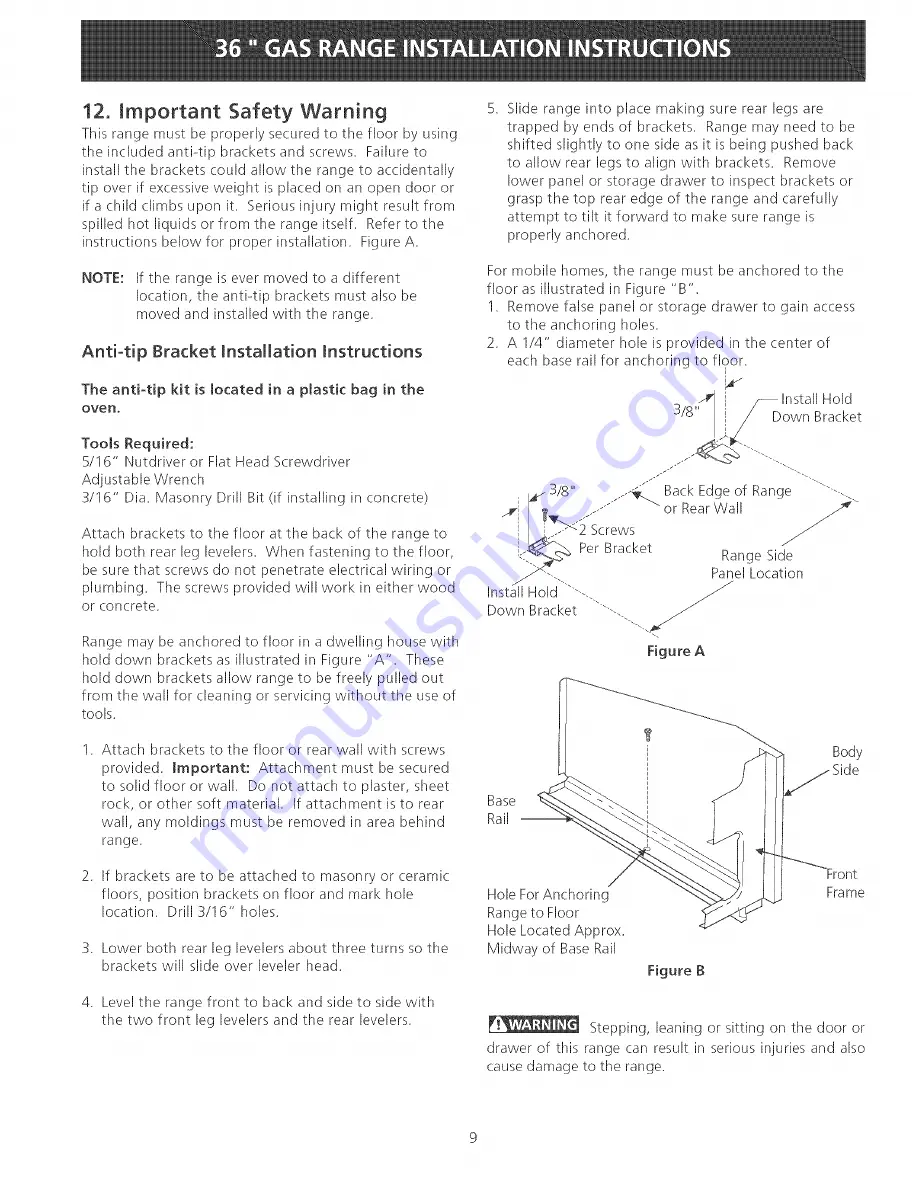 Tappan TGF657BFW9 Скачать руководство пользователя страница 9