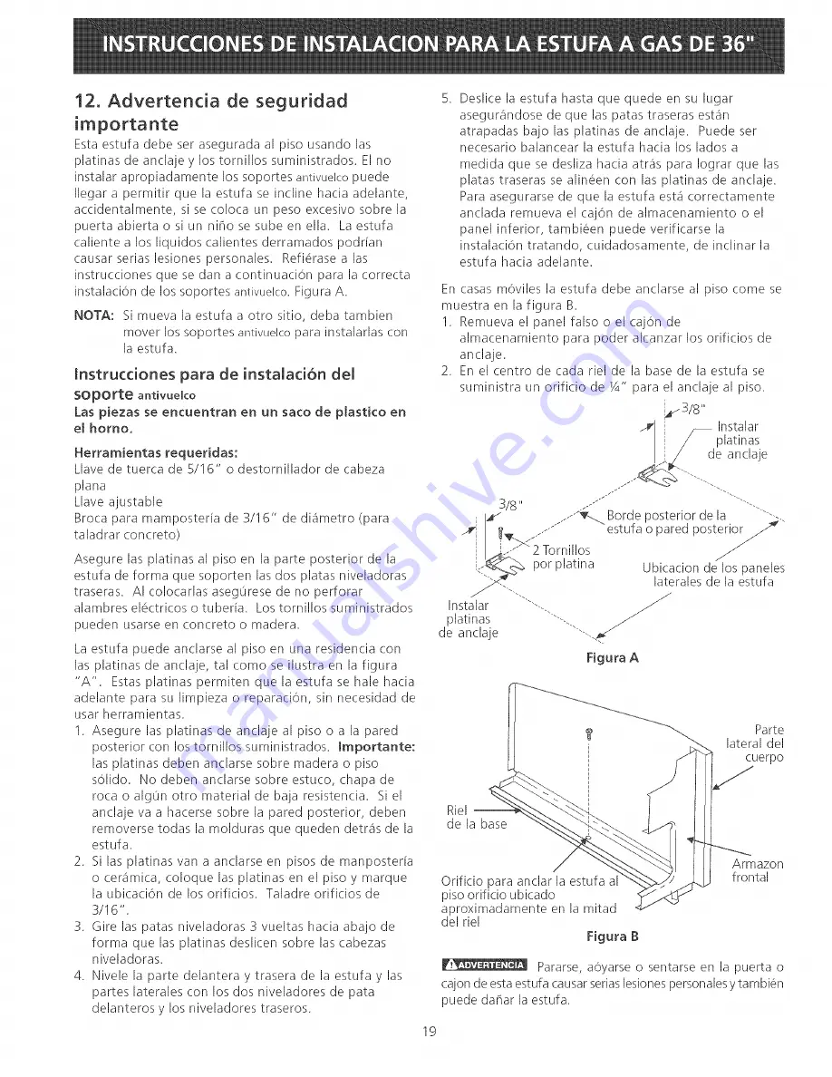 Tappan TGF657BFW9 Installation Instructions Manual Download Page 19