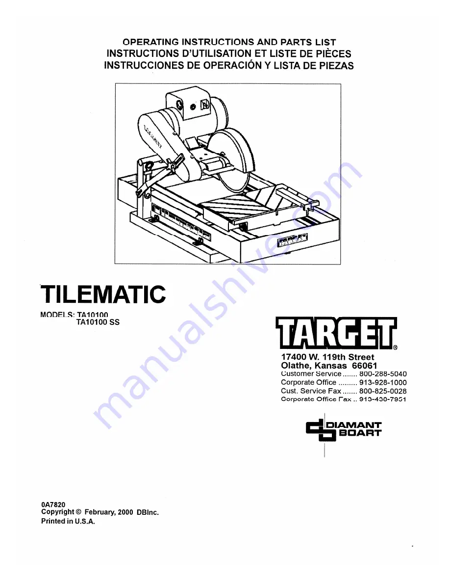 Target TILEMATIC TA10100 Скачать руководство пользователя страница 1