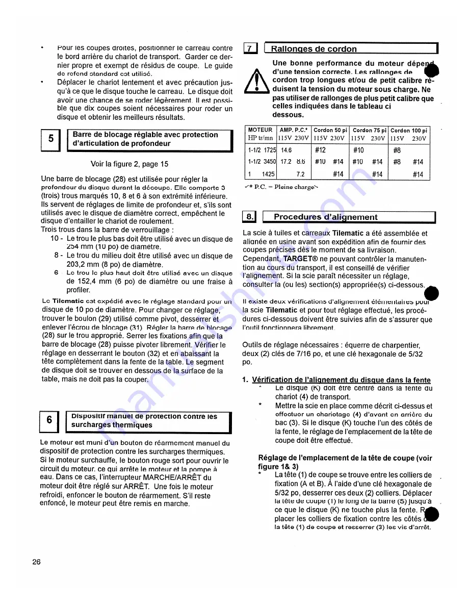 Target TILEMATIC TA10100 Operating Instructions And Parts List Manual Download Page 26