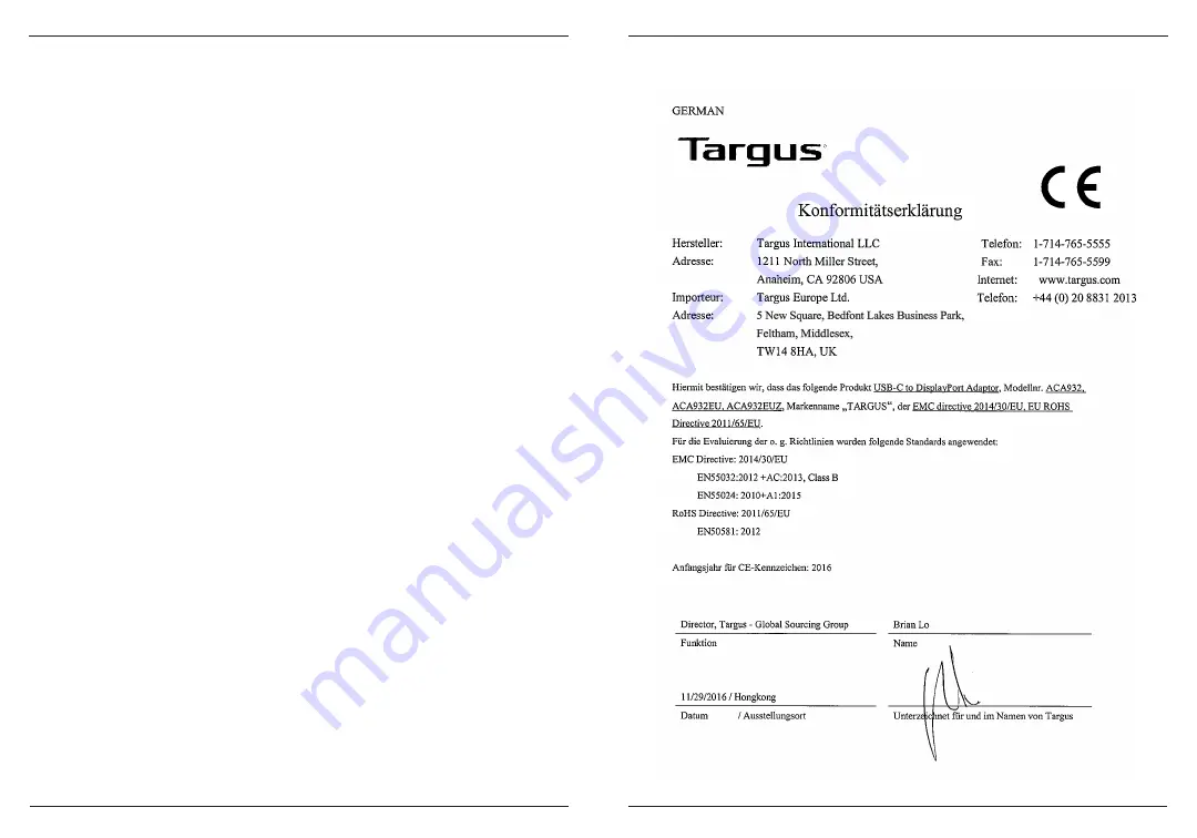 Targus ACA932 Скачать руководство пользователя страница 5