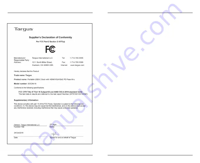 Targus DOCK419 User Manual Download Page 5