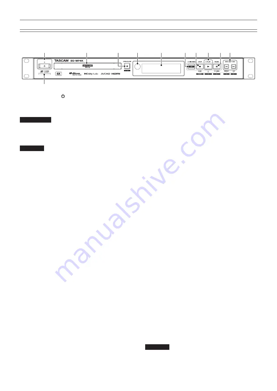 Tascam BD-MP4K Owner'S Manual Download Page 62