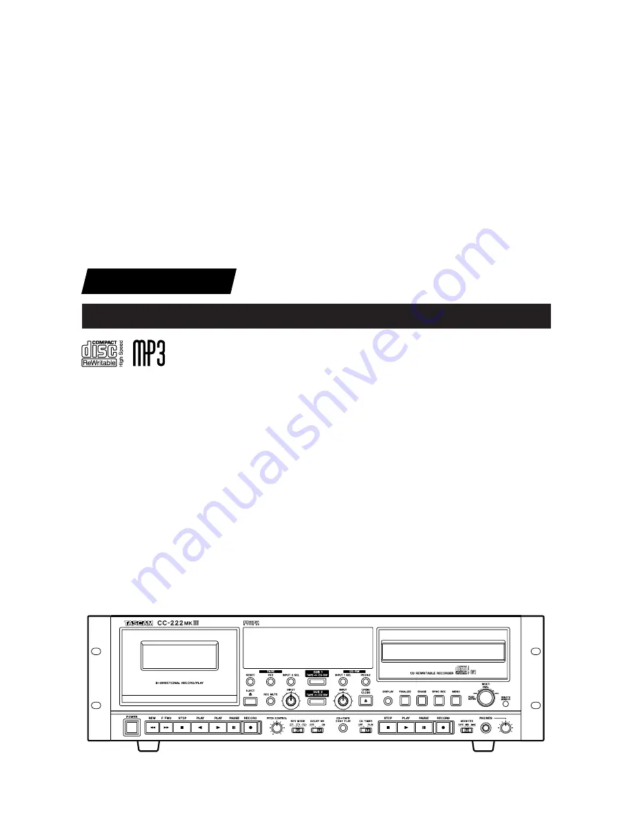 Tascam CC-222MK Owner'S Manual Download Page 1