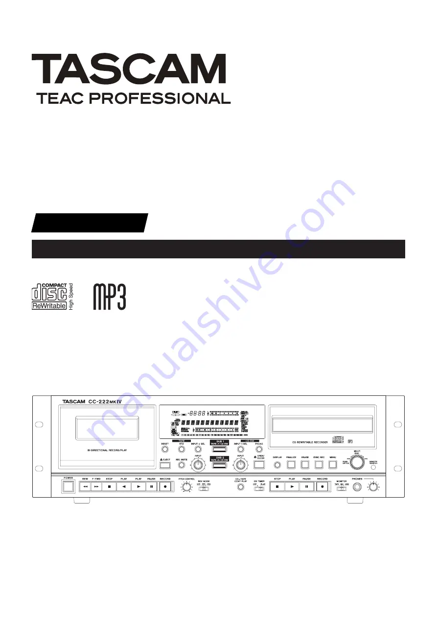 Tascam CC-222MKIV Owner'S Manual Download Page 1