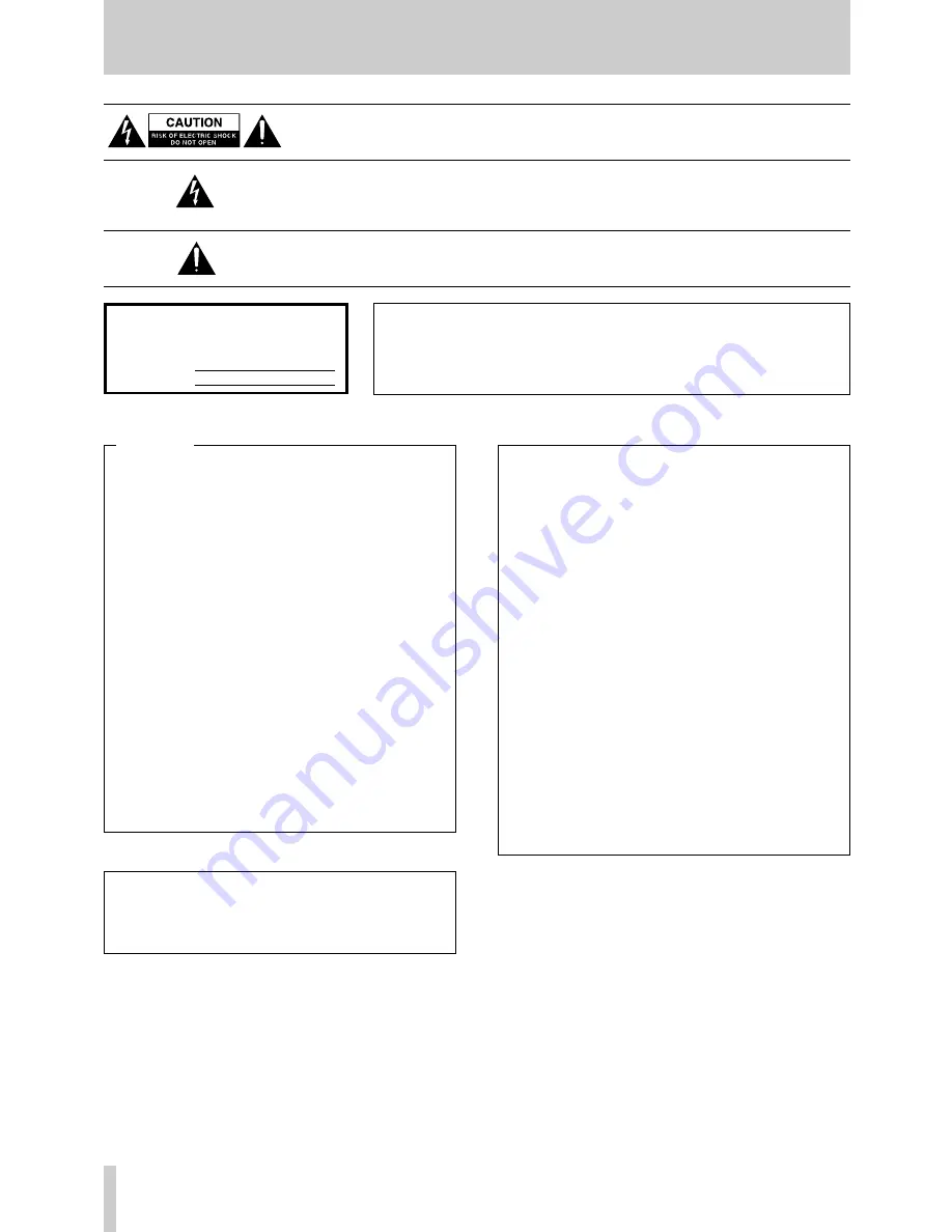 Tascam CD-01U Professional Owner'S Manual Download Page 2