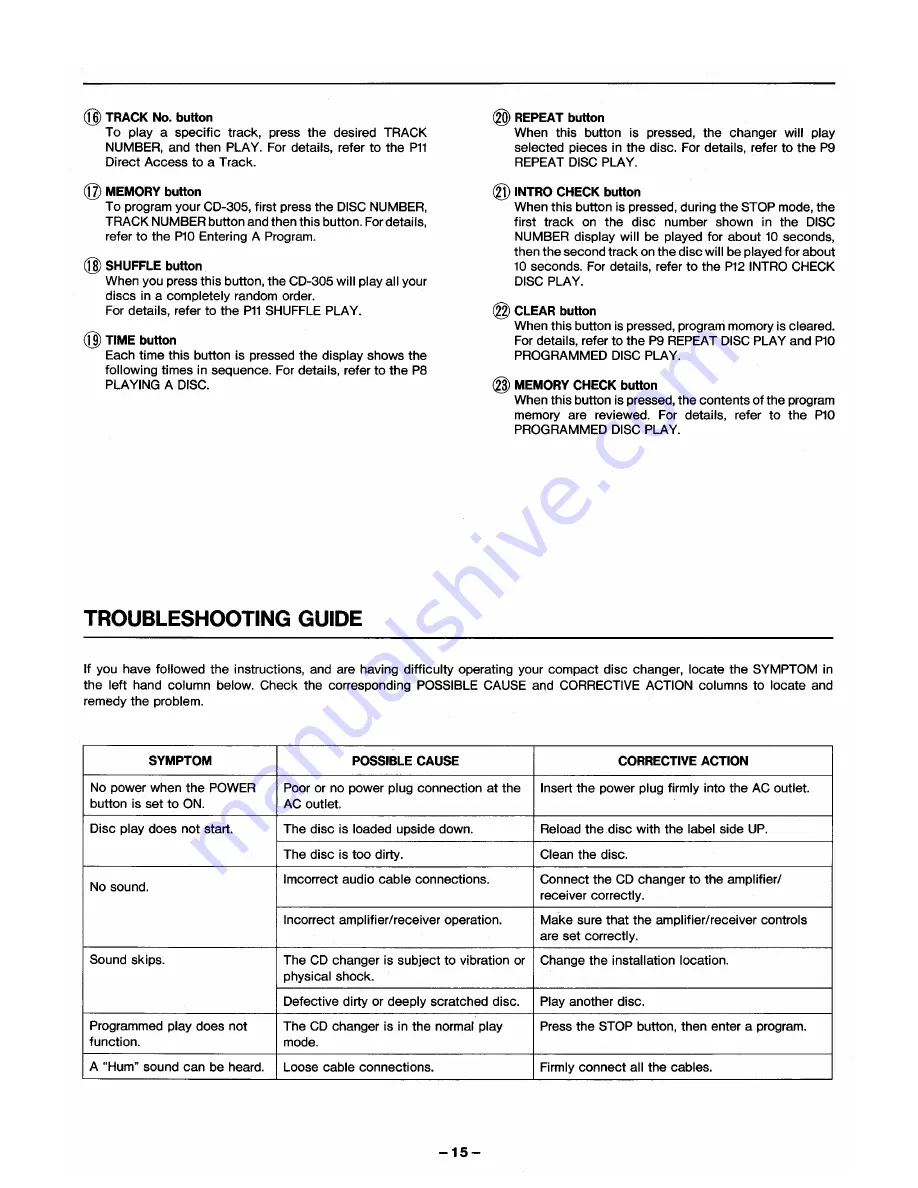 Tascam CD-305 Owner'S Manual Download Page 15