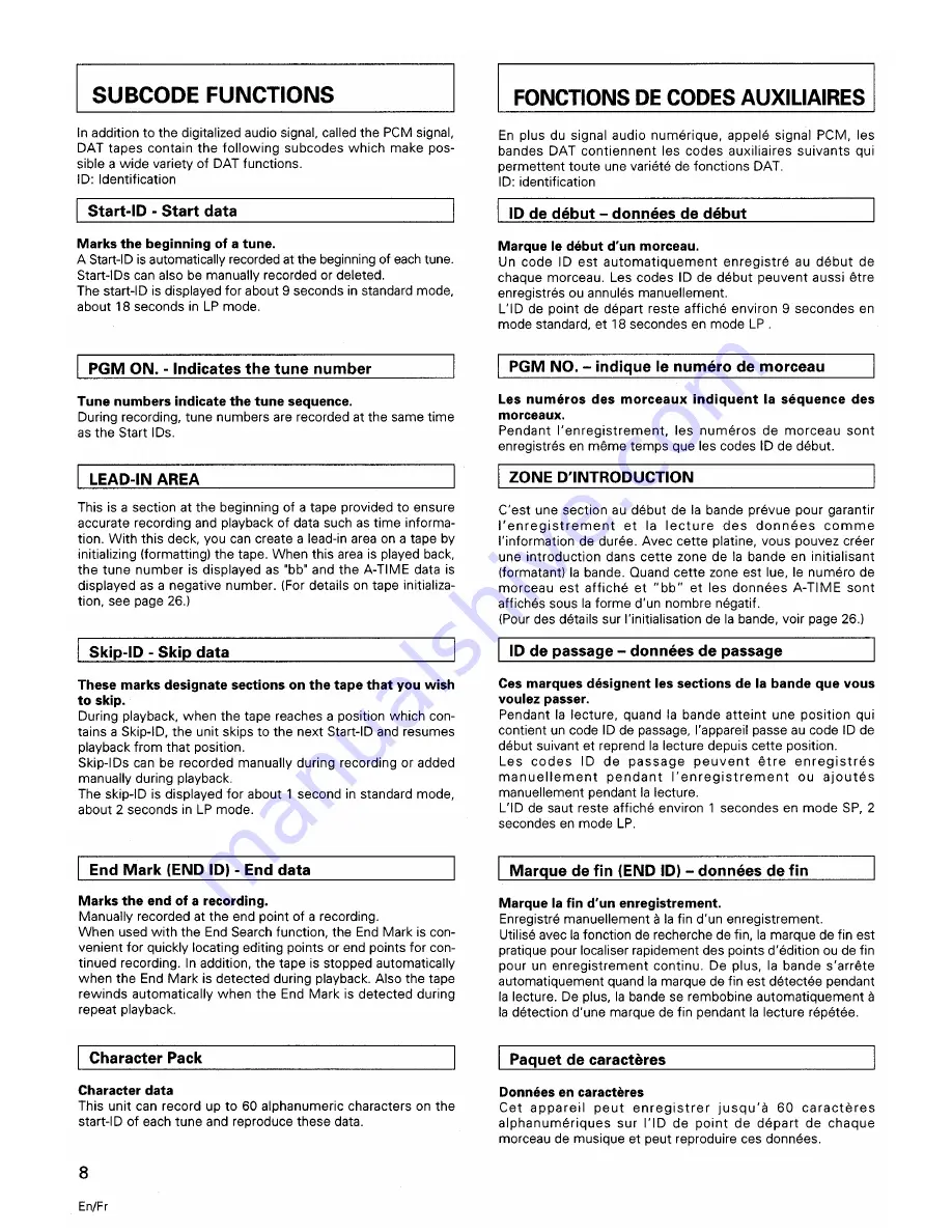 Tascam DA-20 Owner'S Manual Download Page 8