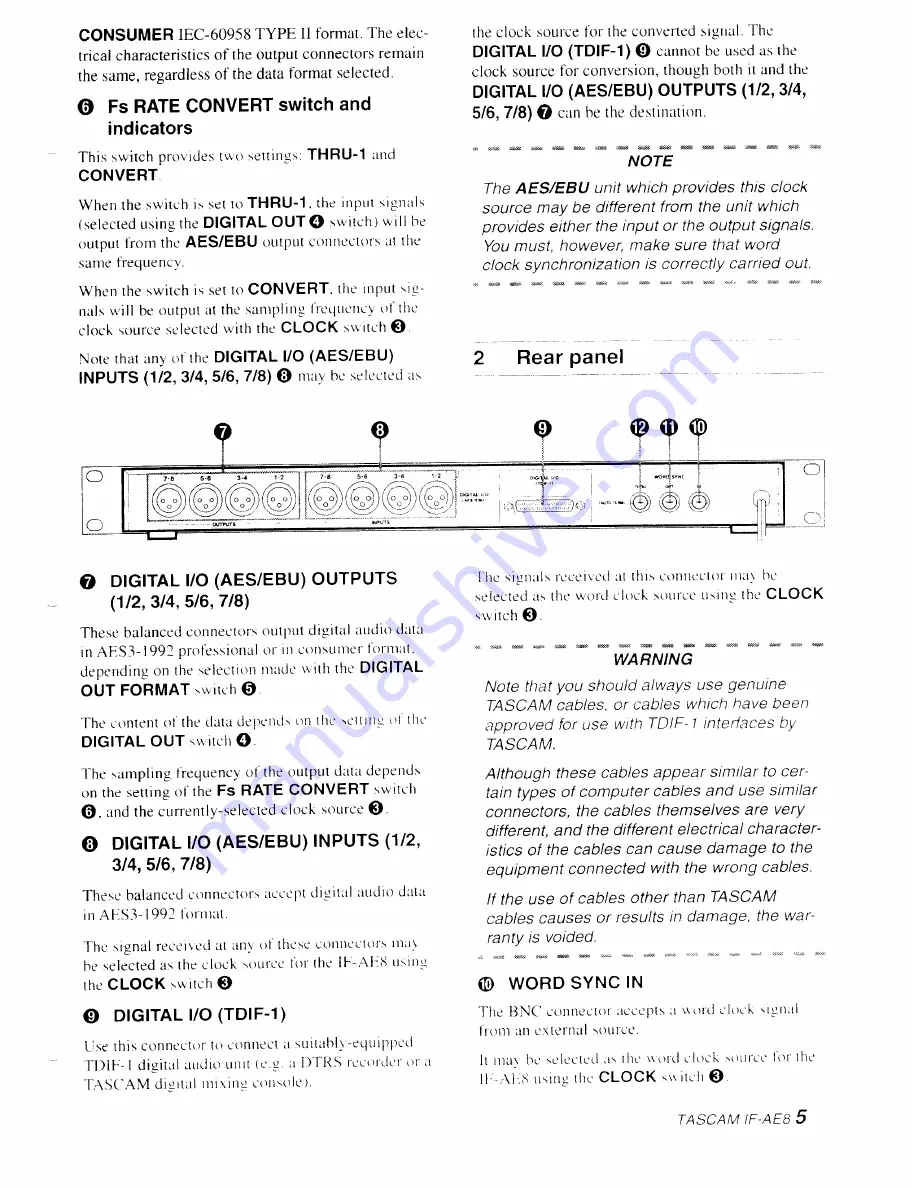 Tascam IF-AE8 Owner'S Manual Download Page 4