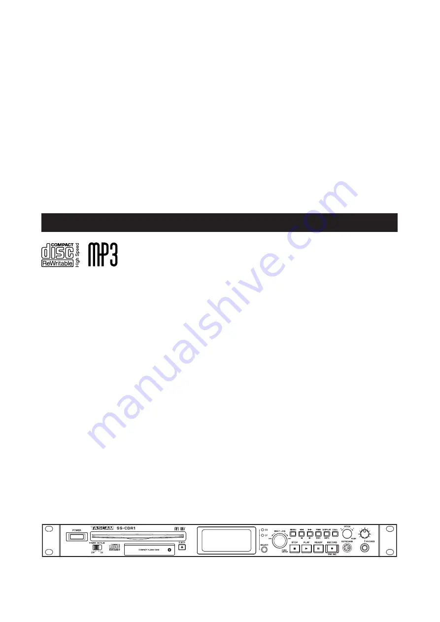 Tascam SS-CDR1 Owner'S Manual Download Page 1