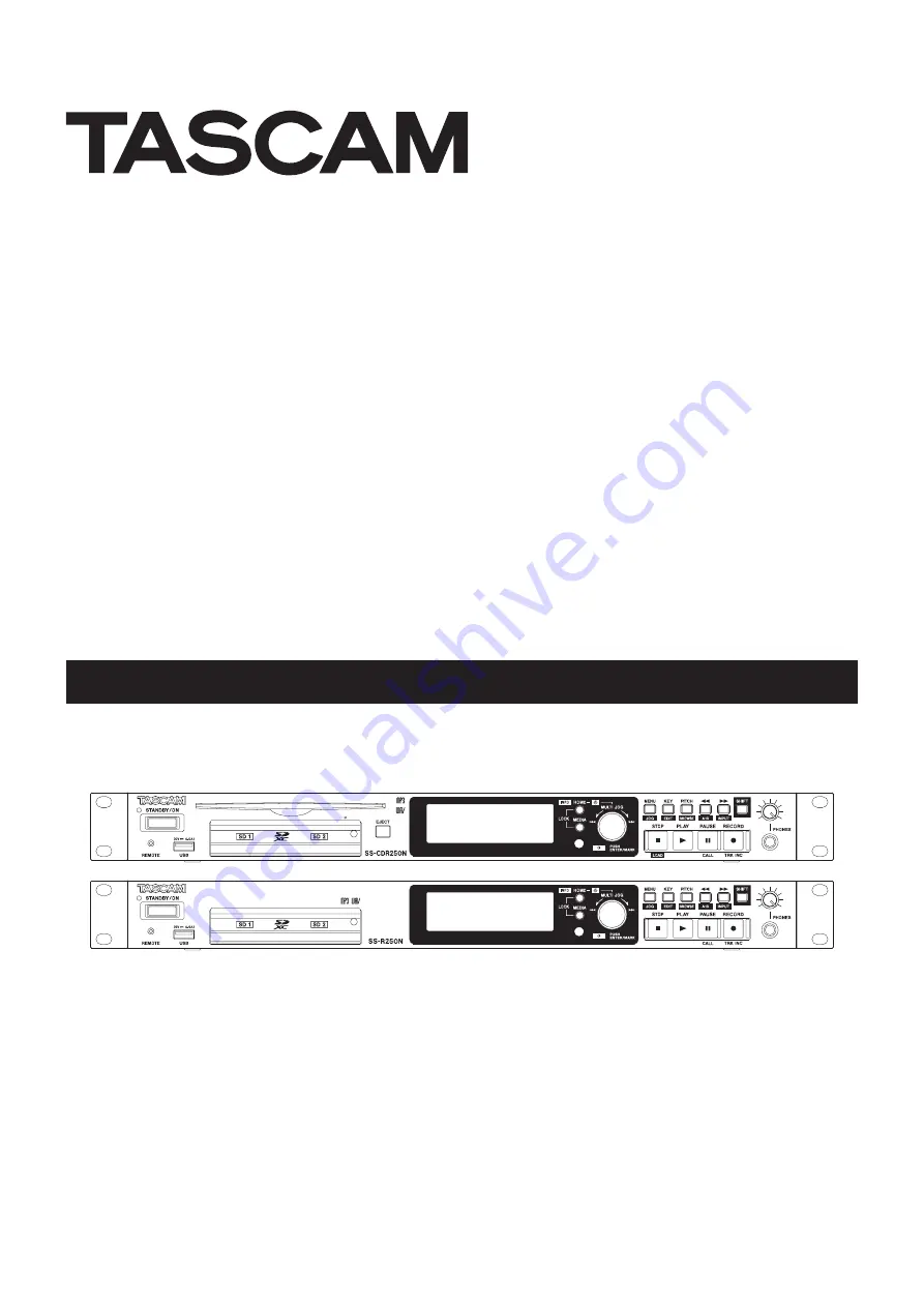 Tascam SS-CDR250N Owner'S Manual Download Page 1