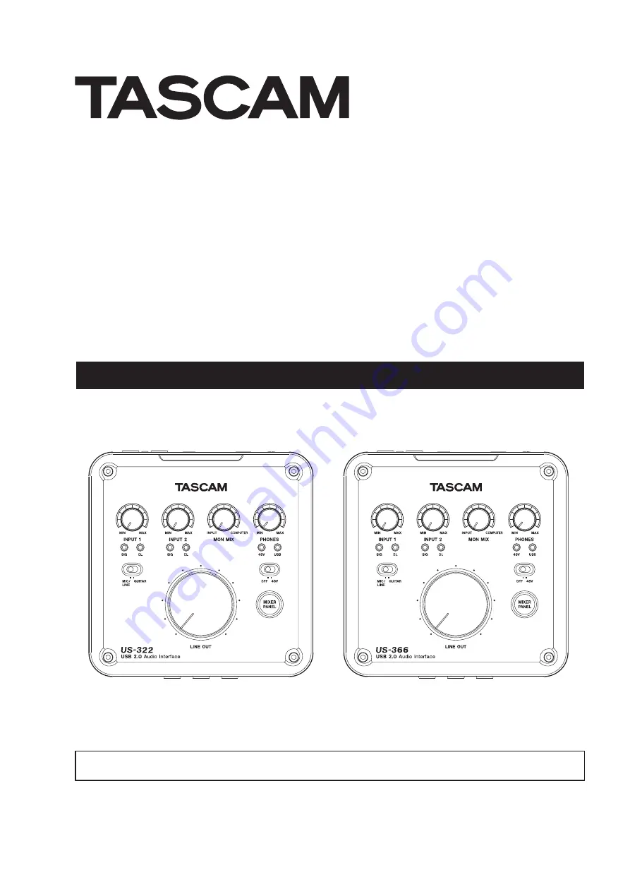 Tascam US-366 Owner'S Manual Download Page 1