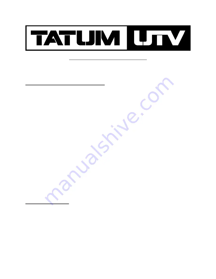 TATUM UTV C-110S Assembly/Installation Instructions Download Page 1