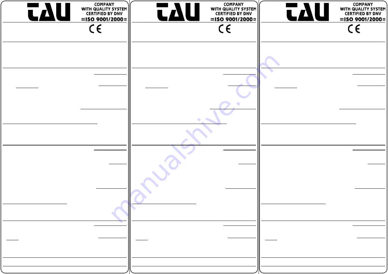 tau SLIM-C Series Operation And Adjustments Download Page 1