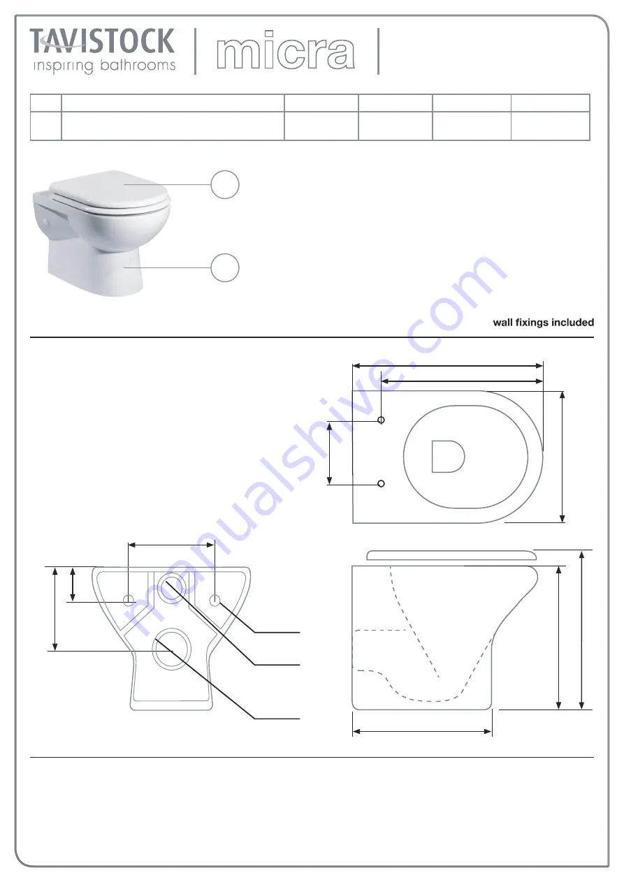 Tavistock Micra BTW100S Installation & Dimensions Download Page 8