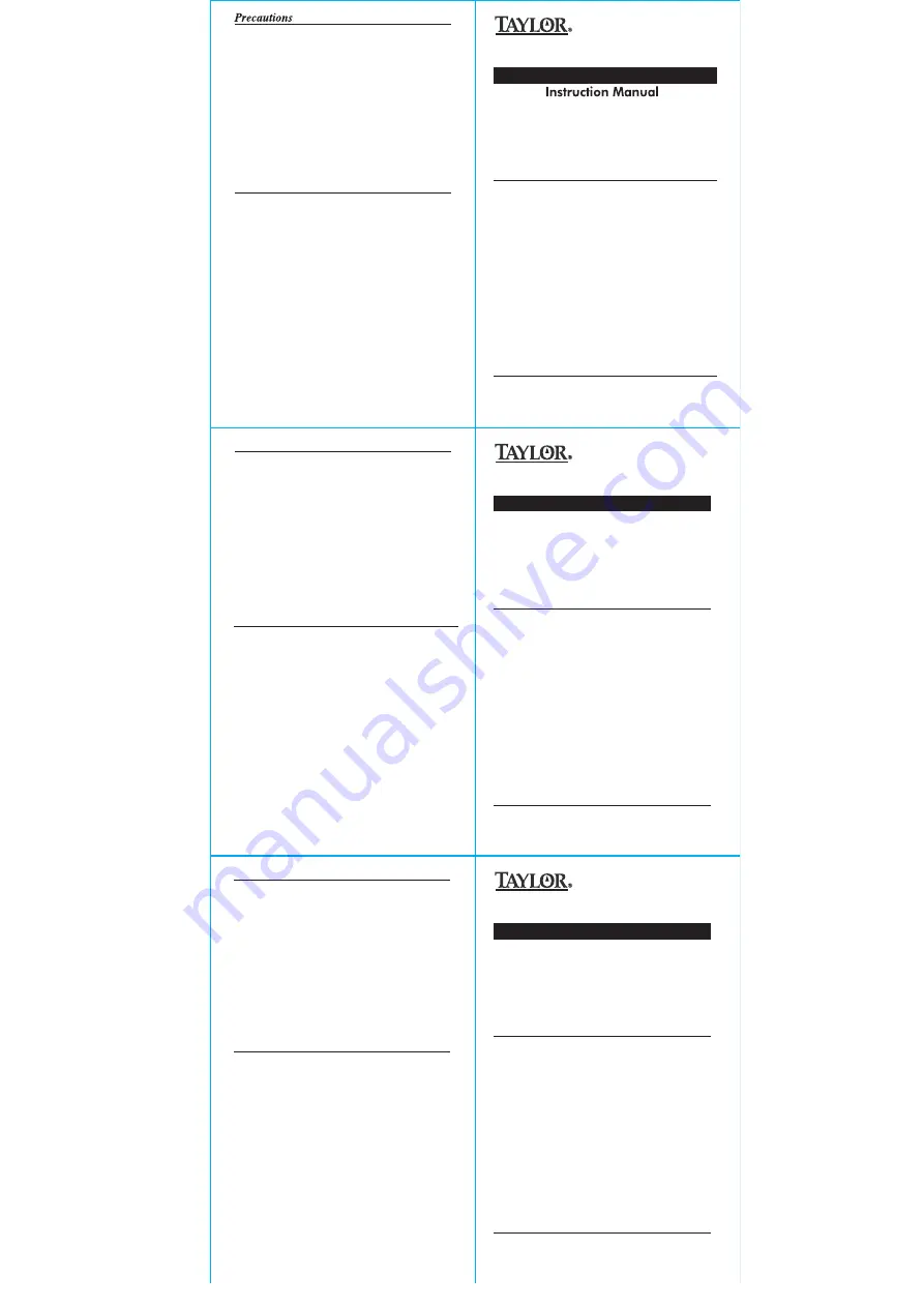 Taylor 7356 Instruction Manual Download Page 1