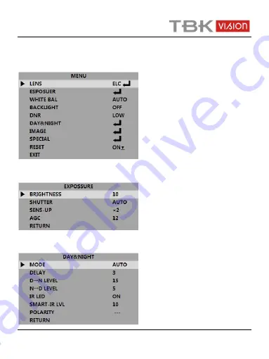 TBK vision TBK-MD5431EIR User Manual Download Page 12