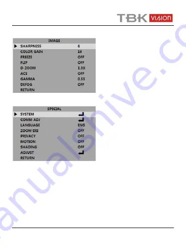 TBK vision TBK-MD5431EIR User Manual Download Page 13