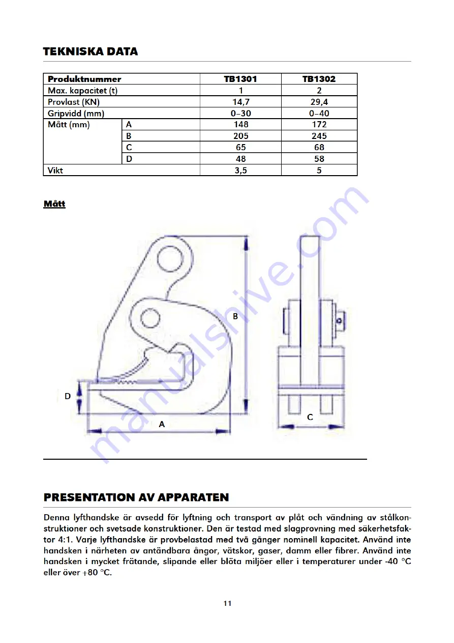 TBM TB1301 Instruction Manual Download Page 11