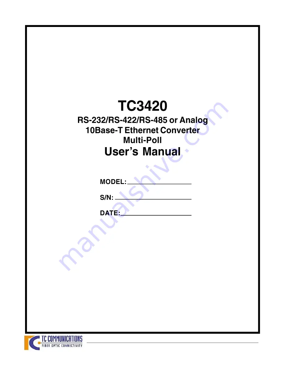 TC Communications TC3420 Скачать руководство пользователя страница 1