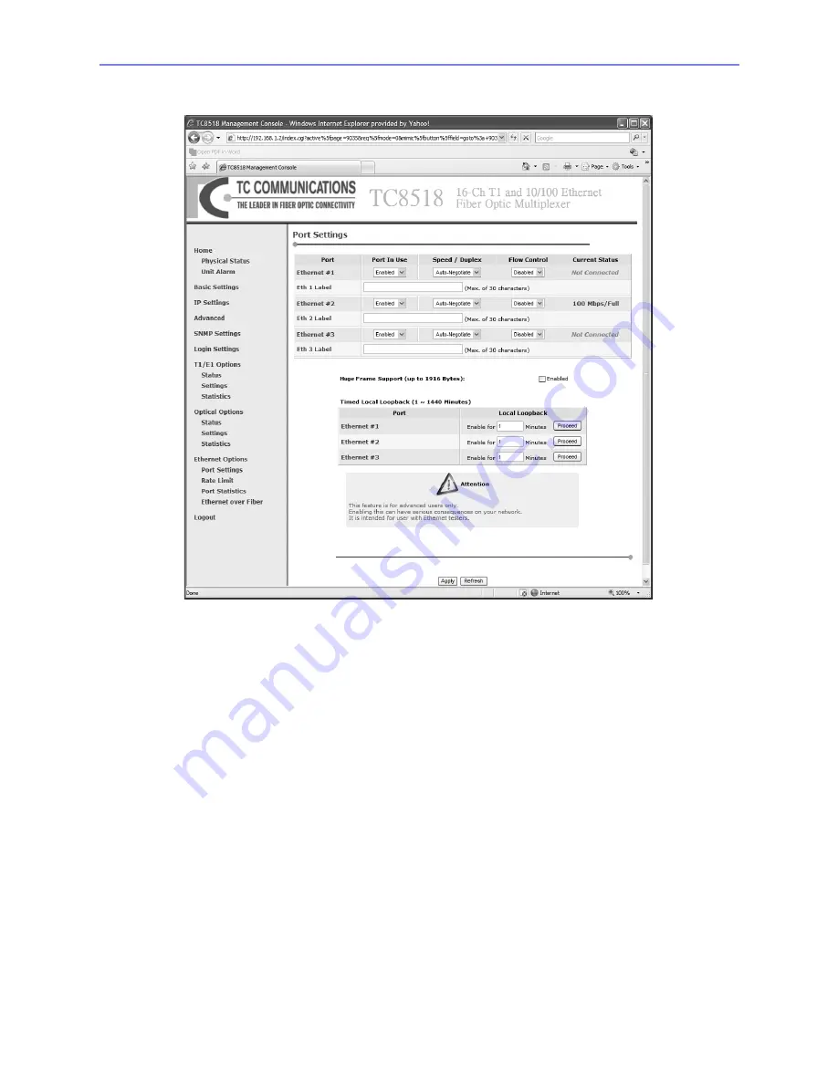 TC Communications TC8518 E1 User Manual Download Page 66