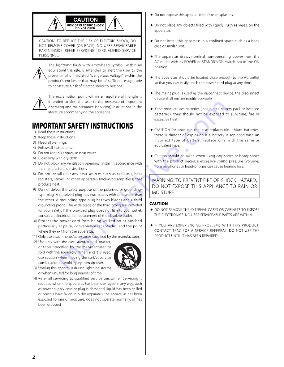 Teac A-R650 Owner'S Manual Download Page 2