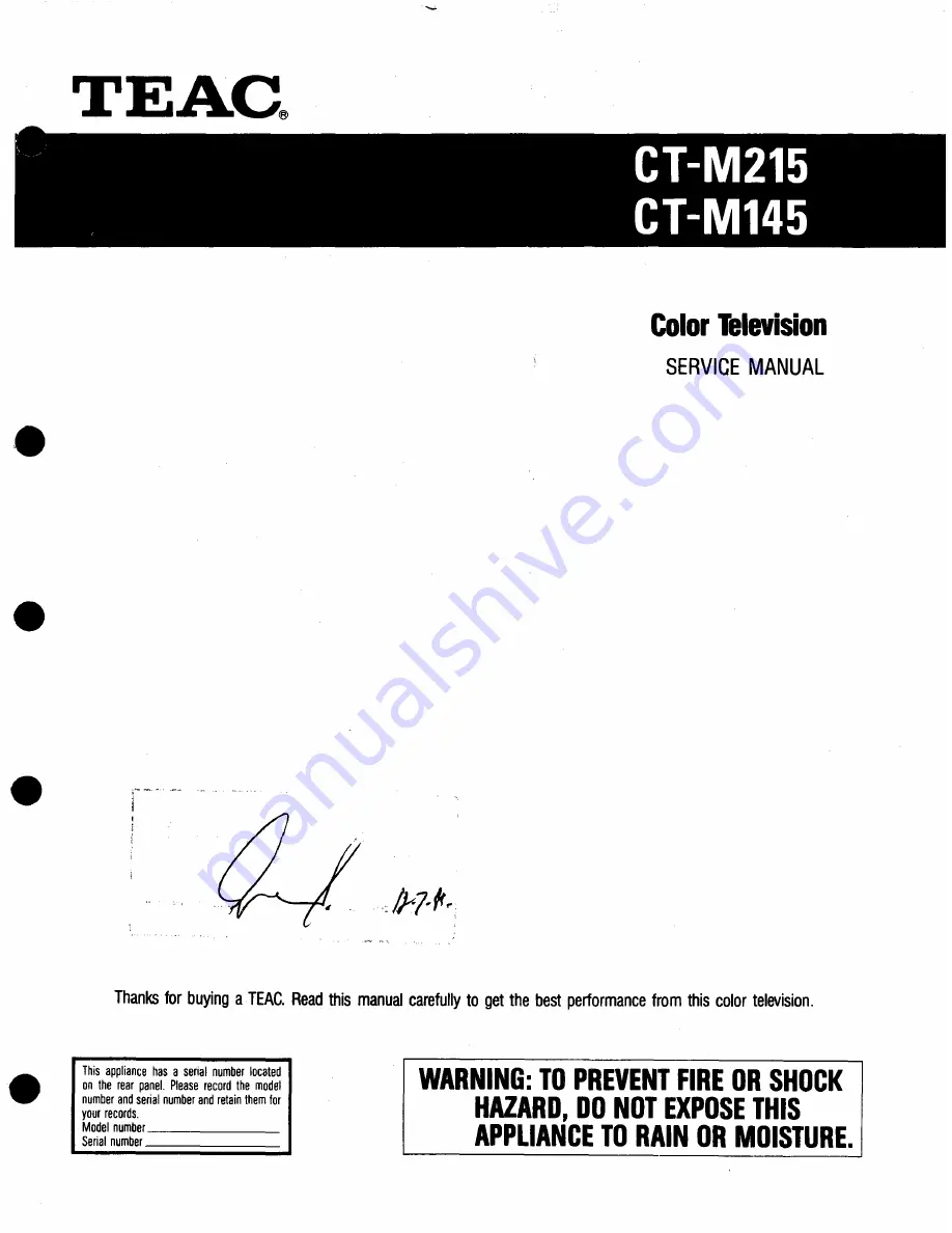 Teac CT-M215 Service Manual Download Page 1