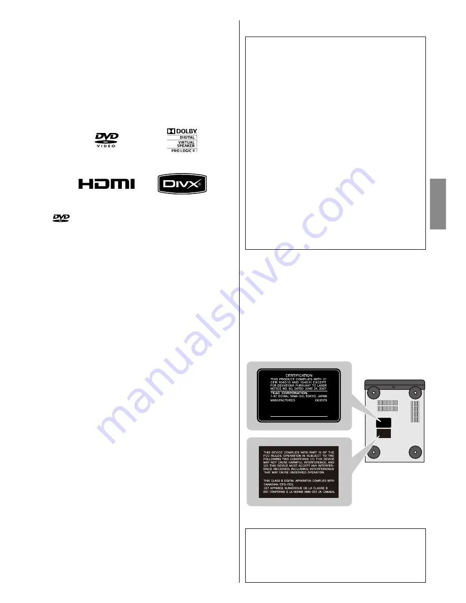 Teac DR H338i Скачать руководство пользователя страница 3