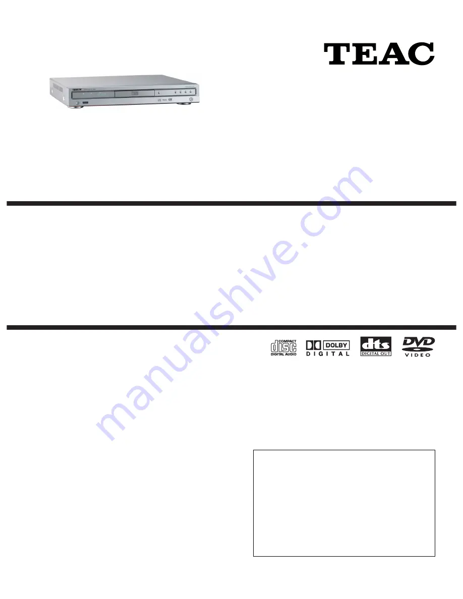 Teac DV-3500 Service Manual Download Page 1