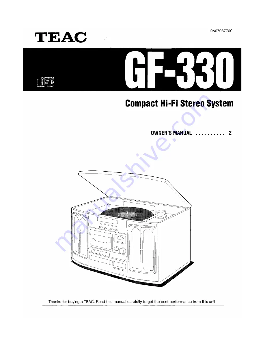 Teac GF-330 Owner'S Manual Download Page 1