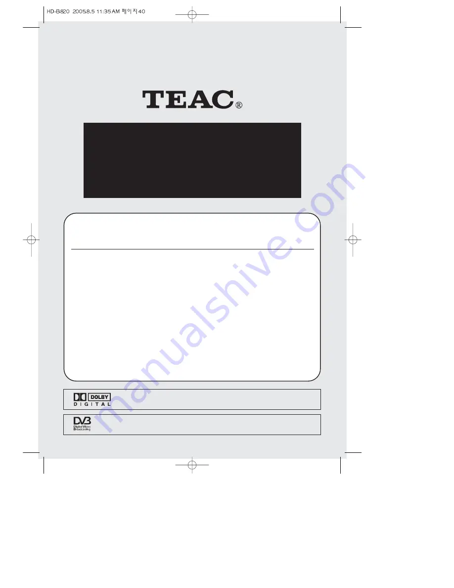 Teac HD-B820 Owner'S Manual Download Page 40