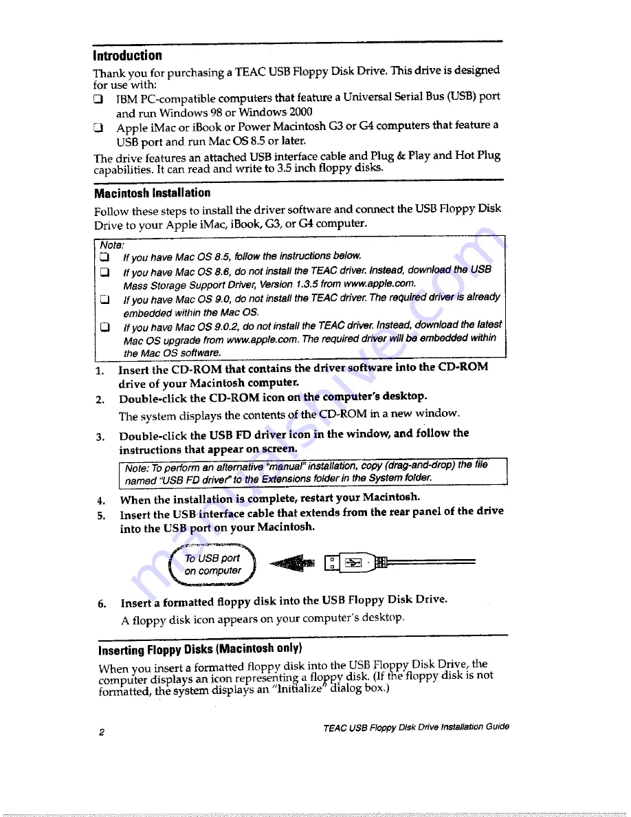 Teac HD3U-80 Installation Manual Download Page 2