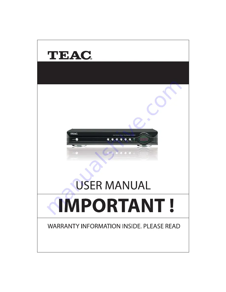 Teac HDVR845 User Manual Download Page 1