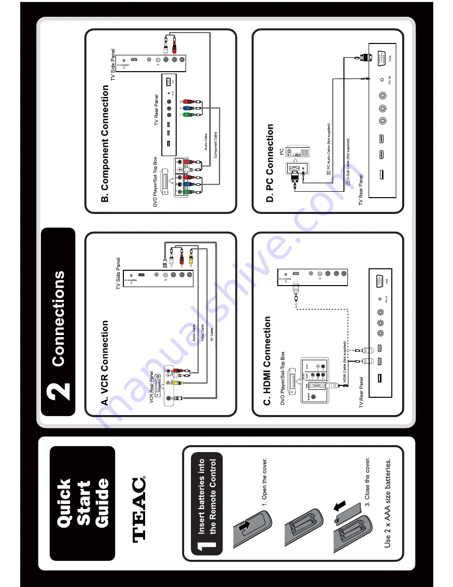 Teac LEDV26U83HD Quick Start Manual Download Page 1